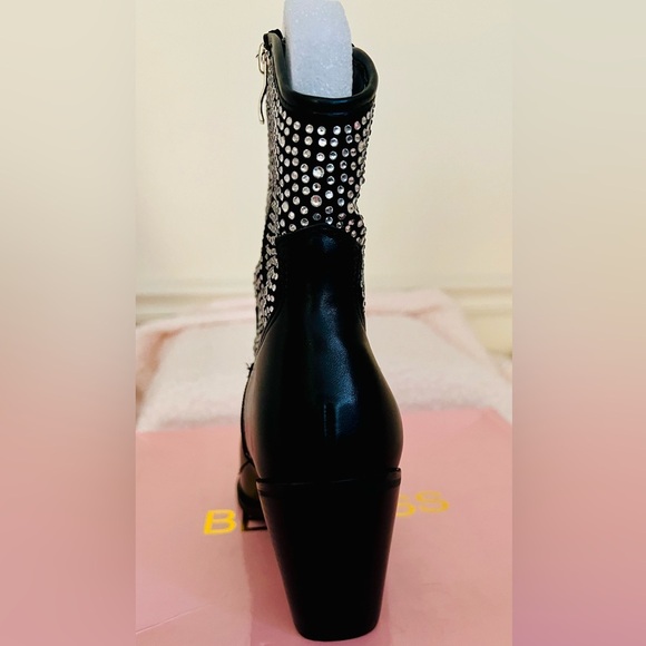 NIB Dolls Kill Cowgirl Ways Western Boot Cassidy Denim Boot in Black w/ Crystals - Picture 13 of 16